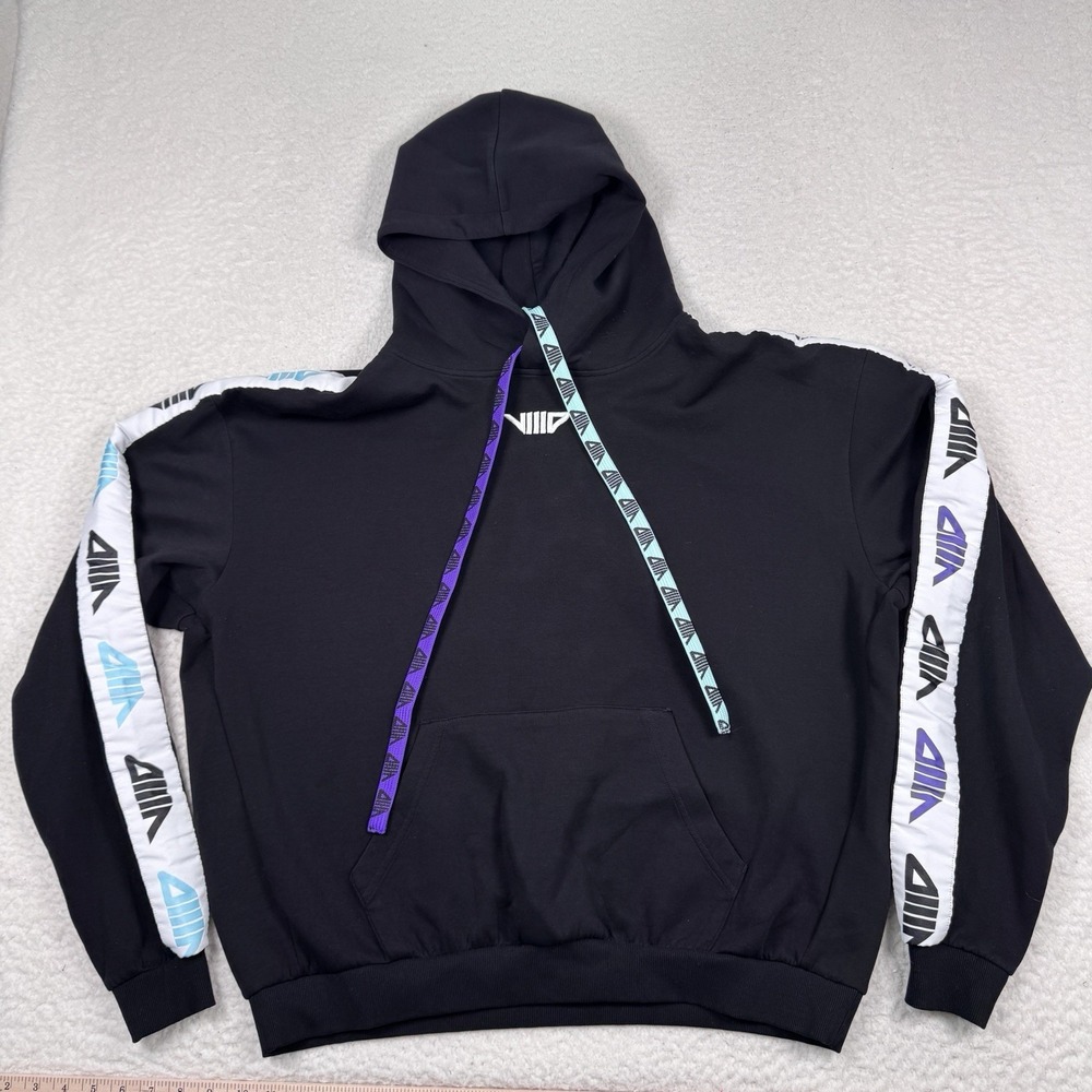 Represent Hoodie Men's XL Black Pullover Embroidered Logo Tape Sleeve Streetwear